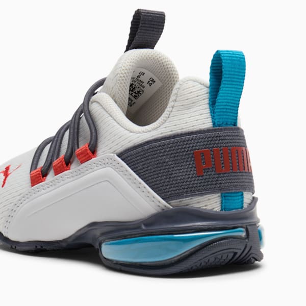 Tenis para infantes Axelion Mesh, Feather Gray-Galactic Gray-Red Fire, extralarge